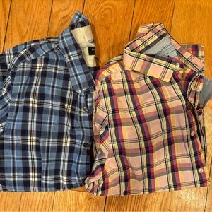 Banana Republic Men’s Medium Plaid Button-Down Shirts - Blue and Pink